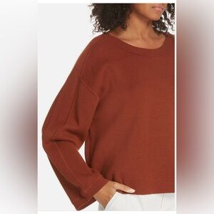 VINCE Crop Sweater In Canyon Oak S Burgundy New Without Tag 100% Cotton